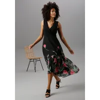 Aniston SELECTED Sommerkleid mit floralem Druck, Gr. 48 - N-Gr, schwarz-rot-grün, Kleider, 35157361-48 N-Gr
