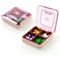 ACWOO Pillendose Klein, Tablettenbox 7 Tage Morgens Abends, 4 Fächer, Pillendose 7 Tage 4 Fächer, Medikamentenbo BPA Frei für Reise täglichen Gebrauch (Dunkelrot)