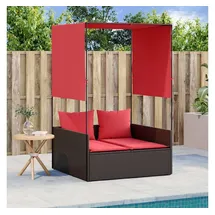vidaXL Doppelte Sonnenliege 110 x 187 x 110 cm Braun