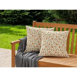 ib laursen Kissenbezug Blumig 60 x 60 cm Orange/Rosa/Creme
