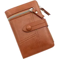 Geldbörse Damen - Vintage Leder Geldbörse für Damen - Portemonnaie Damen Leder - Damen Portemonnaie mit RFID Schutz - Geldbeutel Damen mit Mehrere Kartenfächer mit Handyfach (Kaffee)