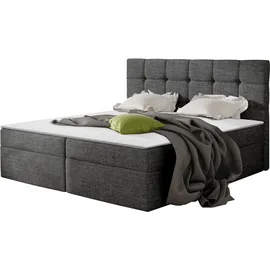 Mirjan24 Boxspringbett Nele, Ehebett mit zwei Bettkästen, Doppelbett mit Topper (Farbe: Muna 10, Größe: 160x200 cm) - Dunkelgrau