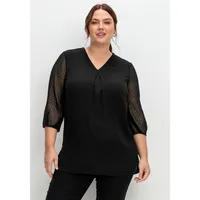 sheego Große Größen Tunika mit Chiffon-Ärmeln und eingewebtem Muster Citywear feminin, V-Ausschnitt, - - 52