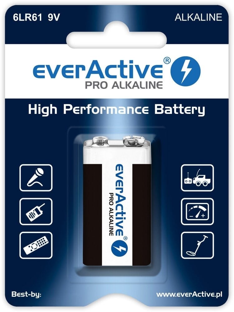 Everactive Alkalibatterie 6LR61 9V (R9*) everActive Pro (1 Stk., AA, 650 mAh), Batterien + Akkus