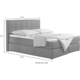 Home Affaire Boxspringbett HOME AFFAIRE "Casano", grau (anthrazit), B:172cm L:215cm, Strukturstoff-Bezug (100% Polyester), Komplettbetten, Boxspringbett, mit feiner Steppung, in 3 Matratzenarten, 2 Härtegraden und 5 Farben