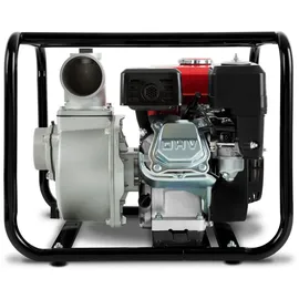 Eberth 6,5PS Wasserpumpe 60.000l/h 30m Förderhöhe, 3 Anschluss, Schmutzwasserpumpe 4-Takt-Benzinmotor, 7m Ansaughöhe,