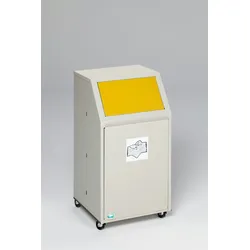 PROREGAL Robuster Wertstoffsammler | für Wertstoffe | Fahrbar | 39 Liter, HxBxT 80x45,5x45,5cm | Verzinkter Stahl | Gelb | Mülleimer Abfalleimer