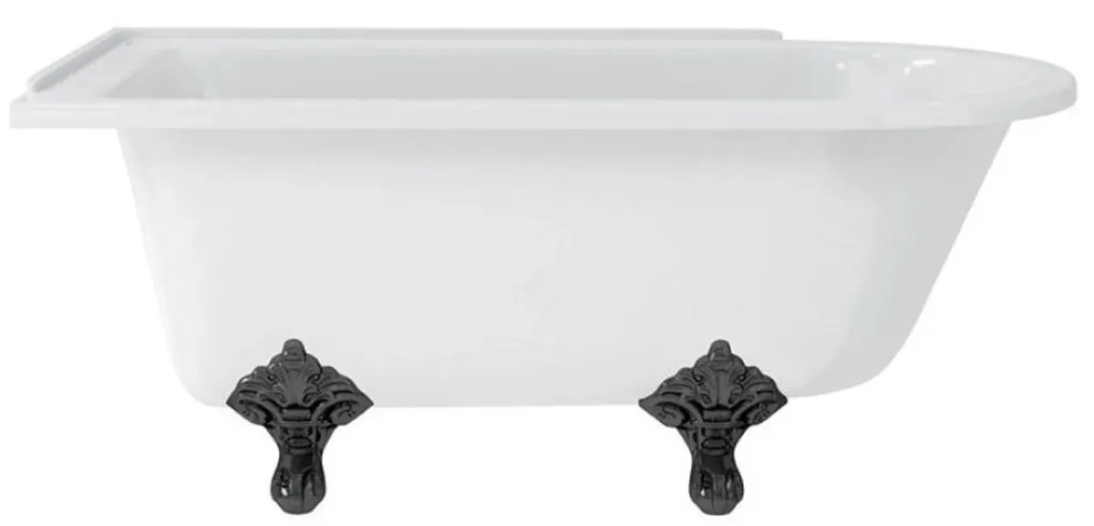 Casa Padrino Luxus Jugendstil Badewanne Weiß / Schwarz 150 x 75 x H. 65 cm - Freistehende Retro Acryl Badewanne - Nostalgische Retro Badezimmer Möbel