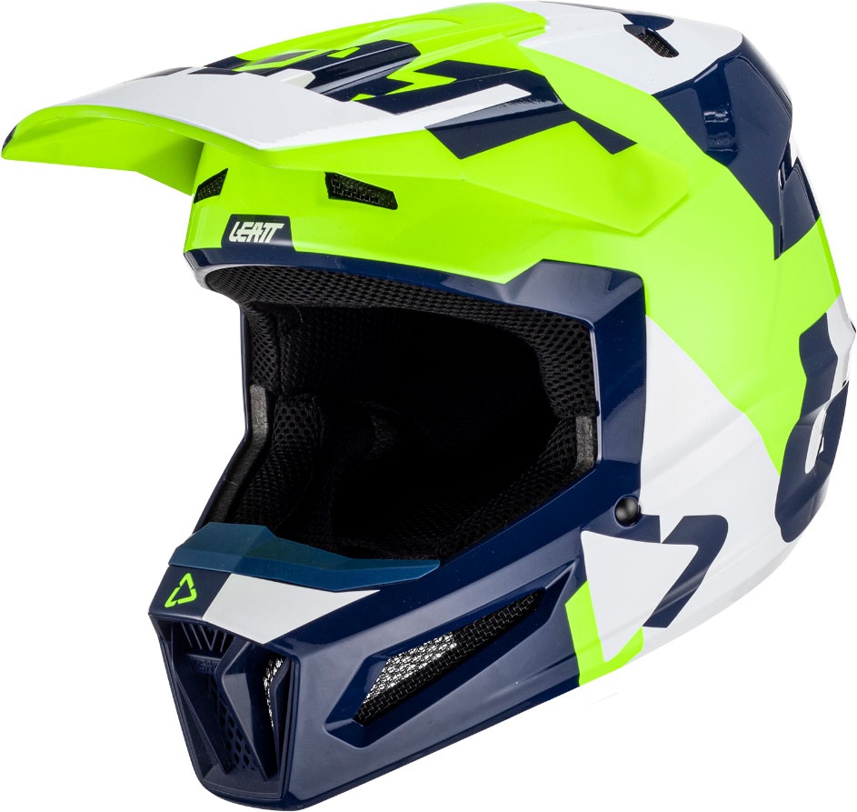 Leatt 2.5 Lime S23, casque croisé - Vert Néon/Bleu Foncé/Blanc - M