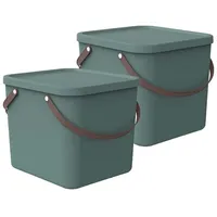 Rotho 2er-Set Aufbewahrungsbox 40l mit Deckel Kunststoff (PP recycelt),