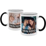 PhotoFancy® - Fototasse beidseitig Bedruckt - Personalisierte Tasse mit eigenen Fotos selbst gestalten - Schwarz