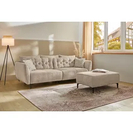 Jockenhöfer Big-Sofa Polyester 7-Sitzer Beige/Grau