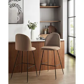 Beliani Set mit 2 Barstühlen ARCOLA Samtstoff Taupe