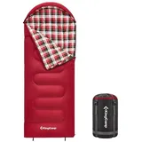 KingCamp Kinderschlafsack Cloud 300 Winter Decken Schlafsack XL Breit Baumwolle red, Zipper Links