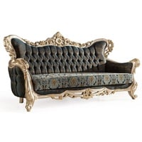 Casa Padrino Sofa Luxus Barock Sofa Dunkelblau / Türkis / Silber / Gold - Prunkvolles Wohnzimmer Sofa - Barock Wohnzimmer Möbel - Edel & Prunkvoll