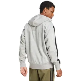 adidas Essentials 3-Streifen Fleece Reißverschlusspullover Medium Grey Heather / Black S