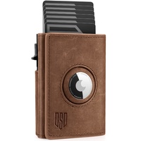 DODENSHA Airtag Wallet mit Münzfach | Mini Geldbörse Herren Klein | RFID Schutz | Slim Wallet | Kreditkartenetui Herren | Kartenetui für 9+ Karten | Praktische und stylische Geldbörse Herren | Braun