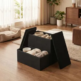 Relaxdays Hundetreppe Faltbar Schwarz 2 Stufen 40 cm x 35 cm x 32 cm