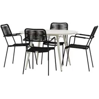 VCM ebuy24 Lina Gartenset Tisch Ø120cm Beige 4 Stühle