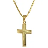 trendor Kette mit Anhänger Anhänger Kreuz 585 Gold (14 Karat) mit goldplattierter Kette goldfarben 42 cm