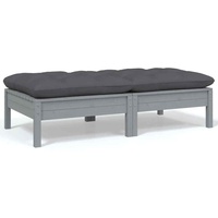 vidaXL 2-Sitzer-Gartensofa mit Kissen Grau Massivholz Kiefer