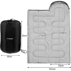 TRIZAND 21084 2-in-1-Schlafsack, 210 cm, schwarz - Schwarz/Grau