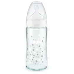 NUK Glasflasche First Choice + ab der Geburt, 240 ml weiß Sterne