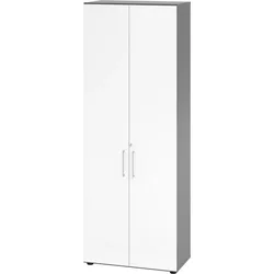 bümö Aktenschrank abschließbar, Büroschrank Holz 80cm breit in Graphit/Weiß - abschließbarer Schrank mit Aktenregal für's Büro & Arbeitszimmer, Büro