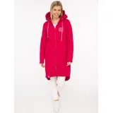 Zwillingsherz Jerseymantel ZWILLINGSHERZ "Küste Meer Moin", Damen, Gr. L/XL, pink (fuchsia), angeraute Sweatware, Obermaterial: 50% Baumwolle, 50% Polyester, Mäntel, mit großem Motiv am Rücken