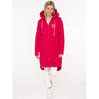 Zwillingsherz Jerseymantel ZWILLINGSHERZ "Küste Meer Moin", Damen, Gr. L/XL, pink (fuchsia), angeraute Sweatware, Obermaterial: 50% Baumwolle, 50% Polyester, Mäntel, mit großem Motiv am Rücken