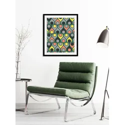 Bild QUEENCE "Rüdiger", schwarz (farbe rahmen: schwarz, farbe bild(er): schwarz, grün), B:50cm H:70cm, Acrylglas, Papier, Holz, Bilder, HD Premium Poster-Druck inkl. Holzrahmen