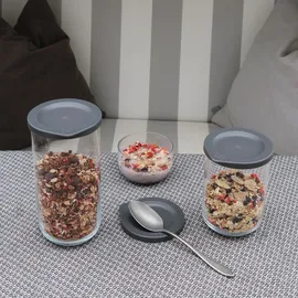 Ritzenhoff & Breker 6tlg Set Boho Vorratsdosen Anthrazit aus Glas & Kunststoff