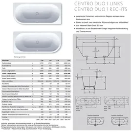 Kaldewei Centro Duo 1 links 129 Rechteckbadewanne 75 x 170 cm (282930000001)