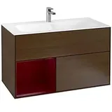 Villeroy & Boch Finion Waschtischunterschrank G030HBGN 99,6x59,1cm, Wandbeleuchtung, Regal links Peony, Walnut veneer