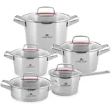 Gerlach Superior Topf-Set Edelstahl Kochtopf-Set Induktion Induktionstöpfe-Set Töpfe-Set Induktionsgeeignet Kochgeschirr 5 Stück, Silber