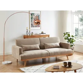 vente-unique Schlafsofa Polyester 3-Sitzer Beige