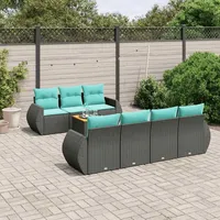 vidaXL Gartensofa-Set 8-tlg. blau/schwarz
