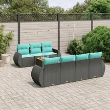 vidaXL Gartensofa-Set 8-tlg. blau/schwarz
