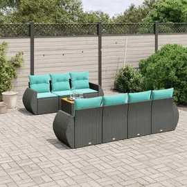 vidaXL Gartensofa-Set 8-tlg. blau/schwarz