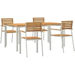 vidaXL Garten Essgruppe 5 pcs Massives Teakholz & Edelstahl