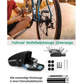 luxuskollektion Fengzio Fahrrad Satteltasche Multitool 16-in-1 mit Reifenheber und Flickzeug