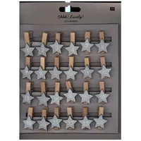 Rico Design Adventskalender Clips mit Stern, Holz, silber