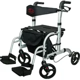 Antar Aluminium Hybrid Rollator Rollstuhl 2 in 1 silber