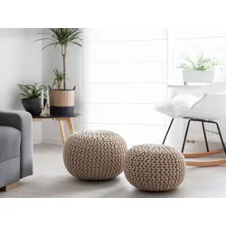 Pouf beige ⌀ 40 cm CONRAD