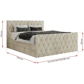 MKS Meble Boxspringbett mit Bettkasten, - Beige - Maße cm B: 201 H: 110