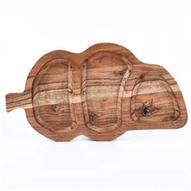 Marrakesch Orient & Mediterran Interior Akazienholz Serviertablett Tablett Leaf handgefertigt 35 cm im Trend