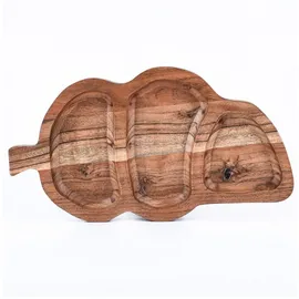 Marrakesch Orient & Mediterran Interior Akazienholz Serviertablett Tablett Leaf handgefertigt 35 cm im Trend