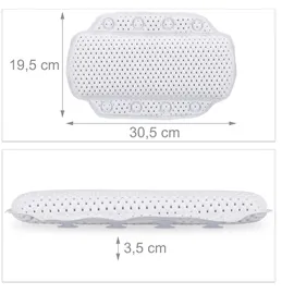 Relaxdays Badewannenkissen, Badekissen mit Saugnäpfen, Spa, Wannenkissen für Kopf & Nacken, 19,5 x 30,5 x 3,5 cm, weiß