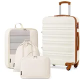 COOLIFE 24 Zoll Kofferset 4 Teilig, Hartschalenkoffer Set mit YKK Reißverschluss, Reisekoffer mit 4 Rollen, TSA Schloss, Reisekoffer Set fur Reisen, Geschäftsreise, Enthält Reise-Organizertasche