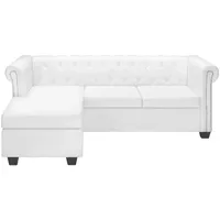 vidaXL Chesterfield-Sofa L-Form Kunstleder Weiß